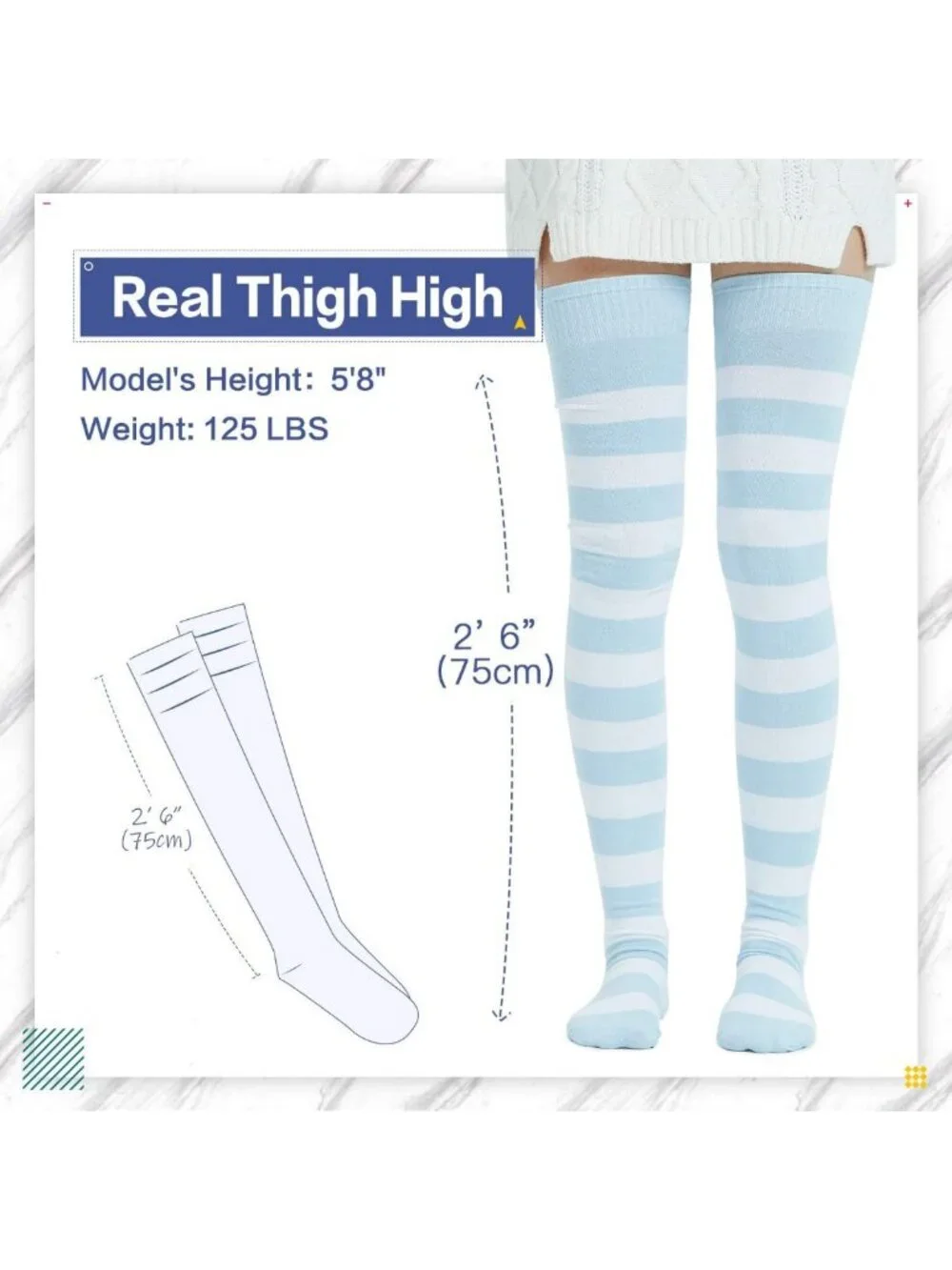 Extra Long Cotton Stripe Thigh High Socks | Over the Knee Fashion Socks